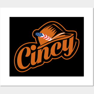 Cincy alpine hat Cincinnati Ohio with American flag feather Posters and Art